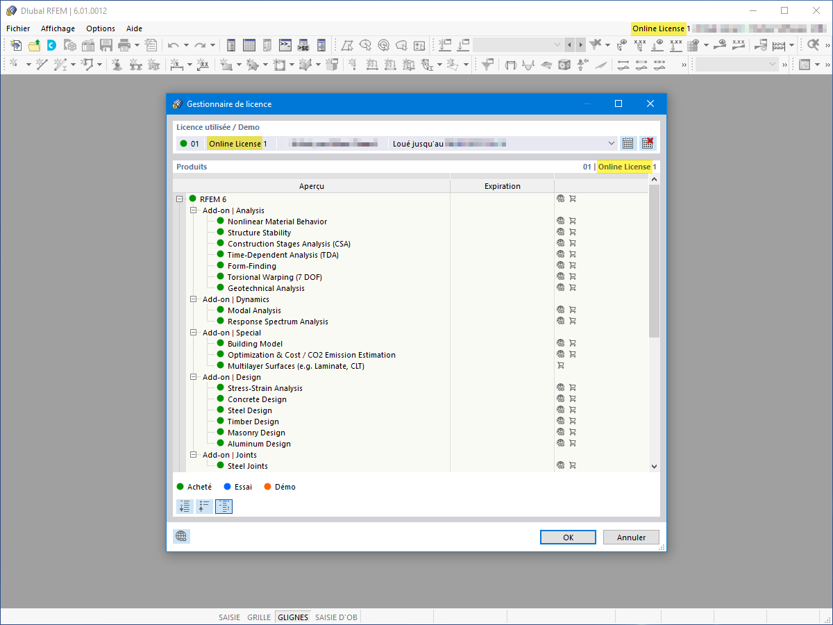FAQ 005165 | Existe-t-il uniquement des licences en ligne pour RFEM 6 et RSTAB 9 ?