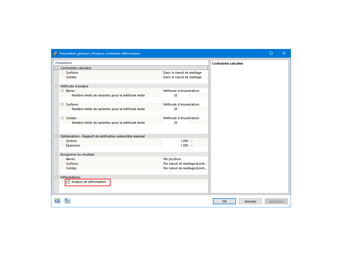 FAQ 005166 | Pouvez-vous montrer l’analyse de déformation d’une surface avec les zones de déformation supérieure à 5% ?