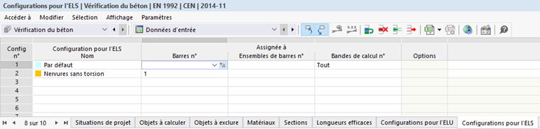 Assignation de la configuration pour l’ELS via le tableau