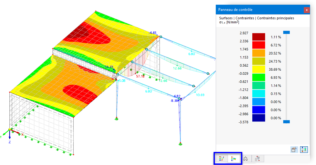 Onglet « Couleurs » pour les résultats de barre et de surface