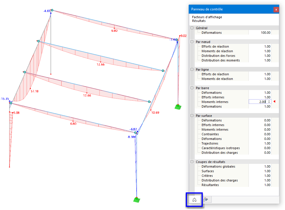 Ajustement des facteurs d’affichage pour les moments de barre