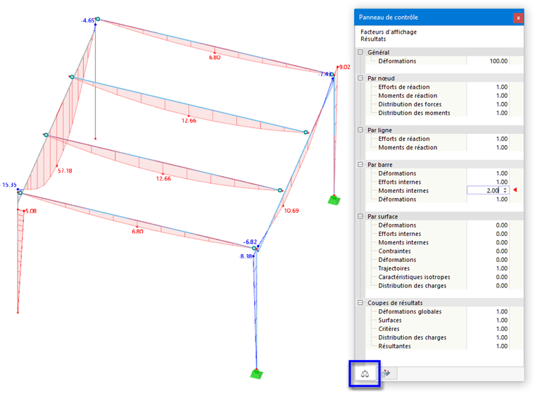 Ajustement des facteurs d’affichage pour les moments de barre