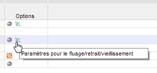 Symboles pour les matériaux dans la colonne « Options »