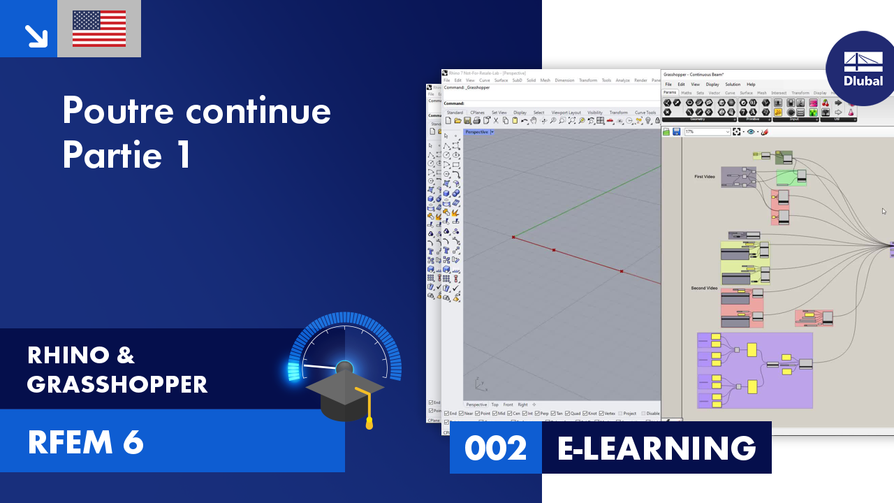 Tutorial montrant les premières étapes pour simuler une poutre continue dans RFEM 6 à l'aide de Rhino-Grasshopper.