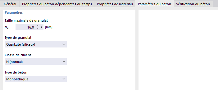 Paramètres du béton