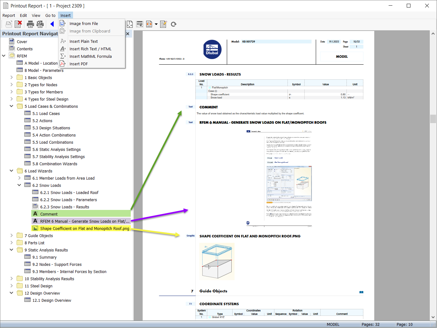 Importation de graphiques, de textes et de documents PDF dans le rapport d’impression