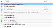 Création d’une configuration de calcul via le menu contextuel