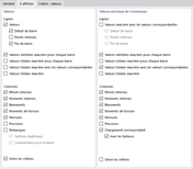 Définition des lignes et des colonnes de résultats pour la documentation