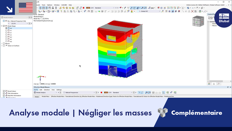 Illustration de l’analyse modale montrant les effets de la négligence des masses dans un contexte d’ingénierie des structures.
