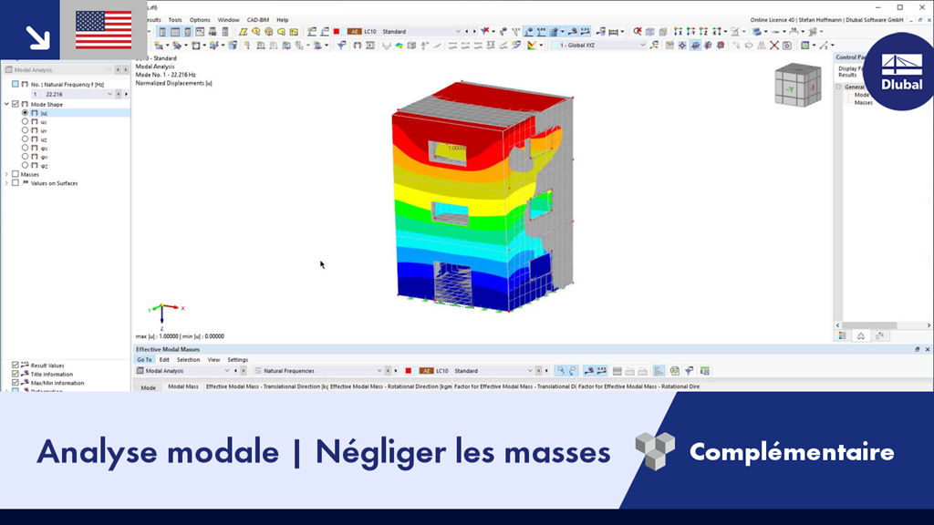 Illustration de l’analyse modale montrant les effets de la négligence des masses dans un contexte d’ingénierie des structures.