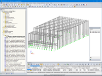 Modèle de structure en béton du bâtiment de stockage dans RSTAB