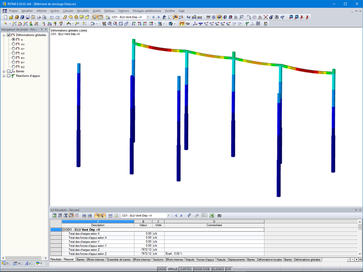 Déformations globales d'éléments préfabriqués isolés dans RSTAB