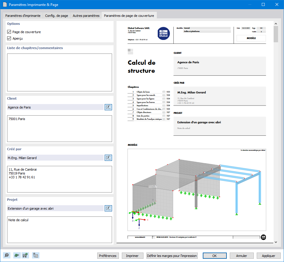 Ajustement de la page de couverture