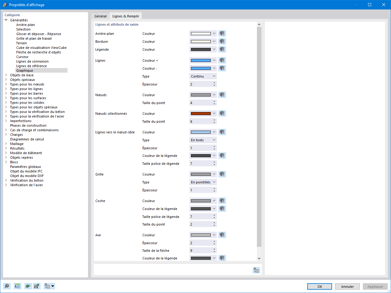 Propriétés d'affichage des diagrammes