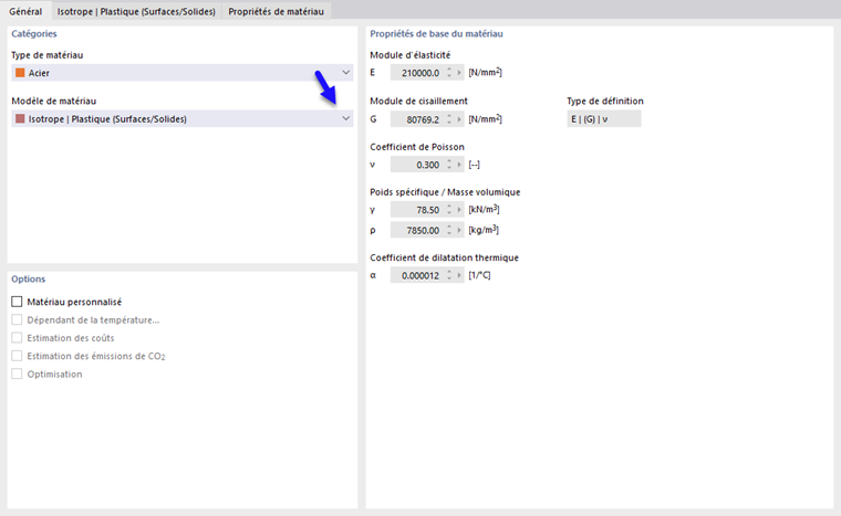 Sélectionner le modèle de matériau plastique