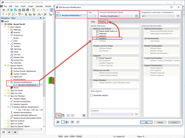 FAQ 005201 | Comment puis-je modifier les rigidités de barres spécifiques à l'aide d'un facteur dans RFEM 6 et RSTAB 9 ?