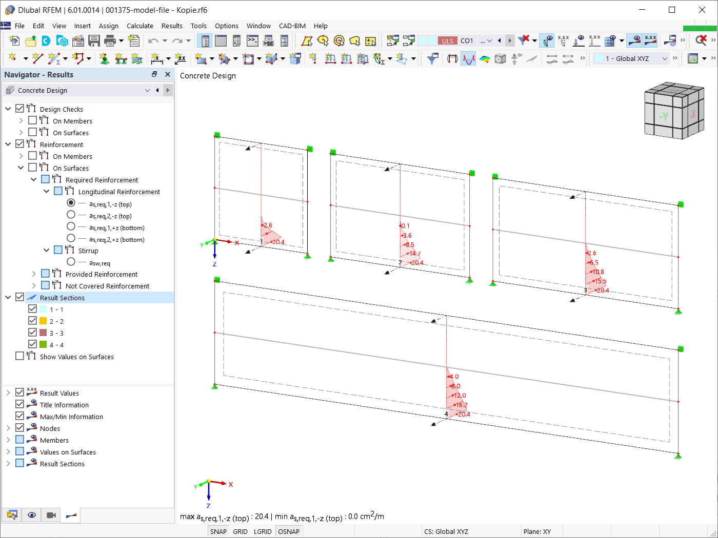 Armatures longitudinales requises