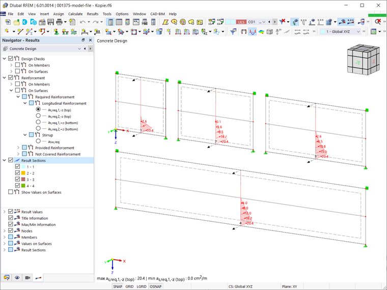 Armatures longitudinales requises