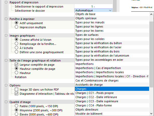 Sélection du dossier du rapport d’impression pour le graphique