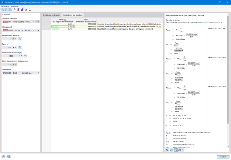 Détails de la vérification de l'acier | Vérifications par position