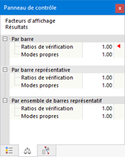 Facteurs d'affichage pour les résultats du calcul dans le panneau de contrôle