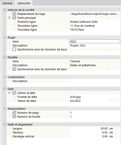 Ajustement des données du cartouche