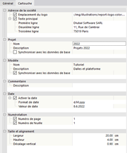 Ajustement des données du cartouche