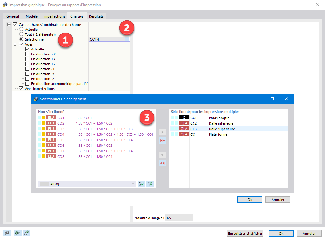 Définition des cas de charge pour l’impression multiple