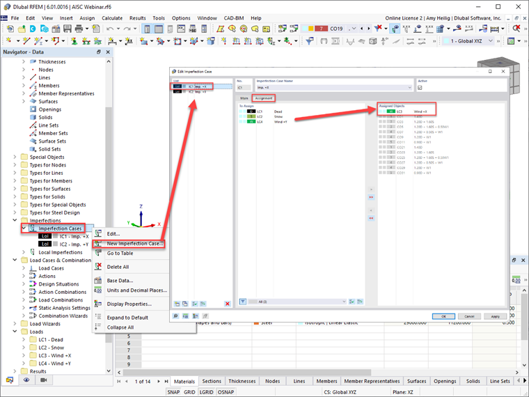 Attribution des cas d’imperfection et des cas de charge