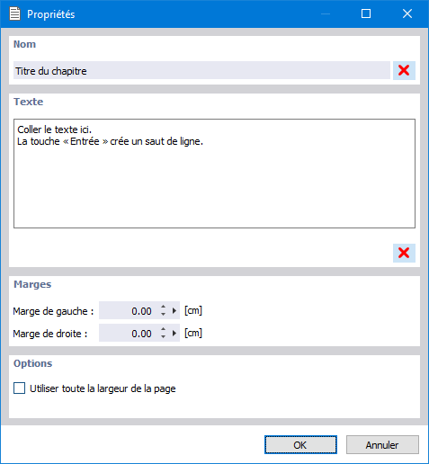 Insérer du texte brut