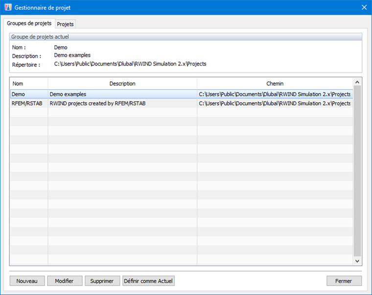 Gestionnaire de projet, Groupes de projets