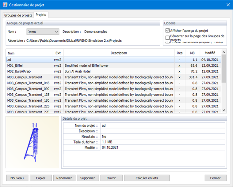Gestionnaire de projet, Projets
