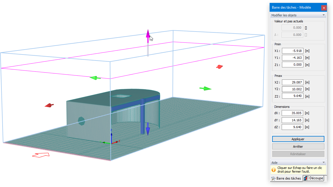 Ajustement graphique de la soufflerie