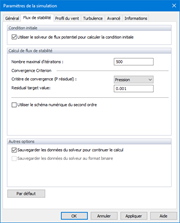 Paramètres de simulation, Flux stationnaire