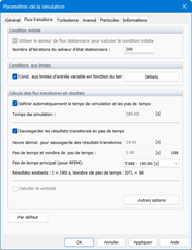 Paramètres de simulation, Flux transitoire