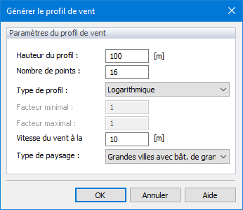 Générer le profil de vent