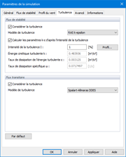 Paramètres de simulation, Turbulence