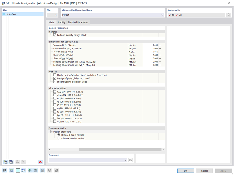Configuration pour l’ELU