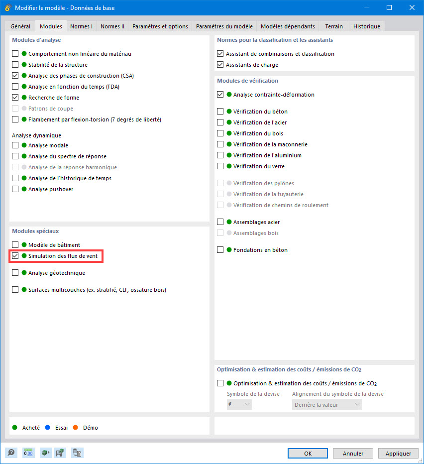 Simulation des flux de vent en tant que module complémentaire solution spéciale