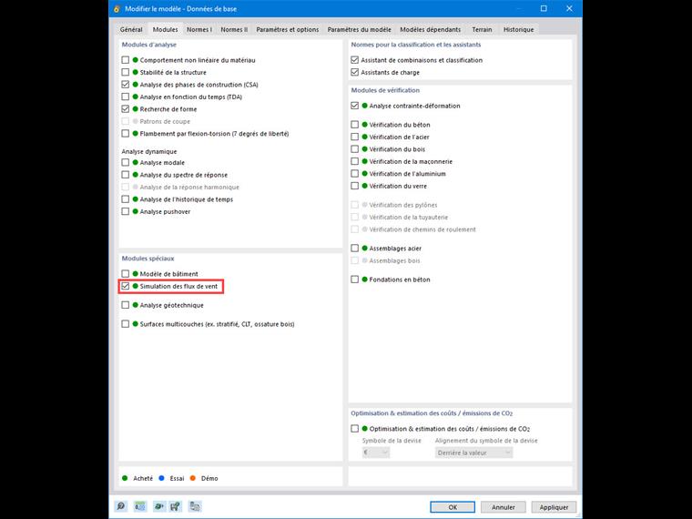 Simulation des flux de vent en tant que module complémentaire solution spéciale
