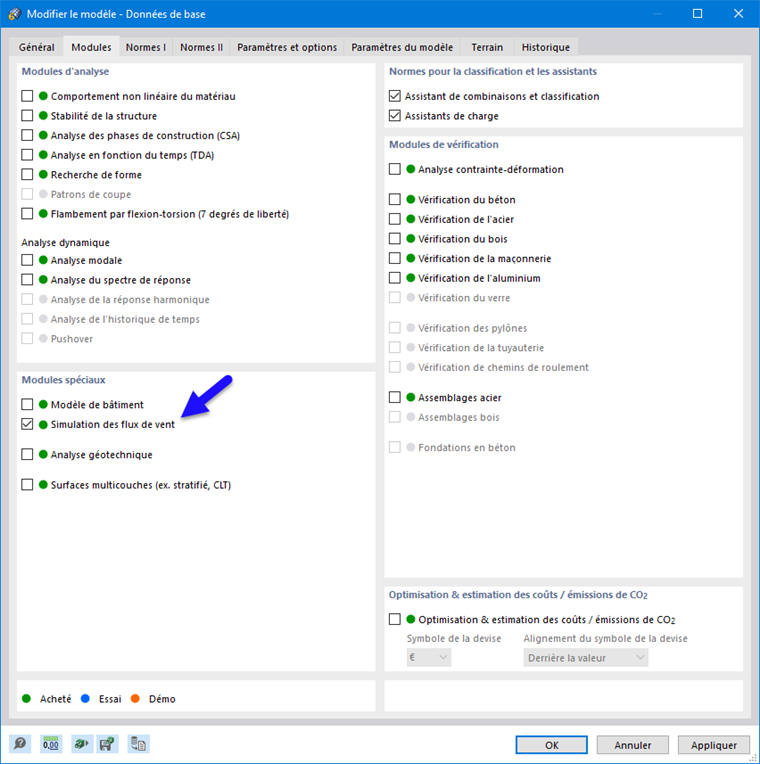 Données de base, Modules complémentaires