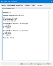 Paramètres de simulation, Info