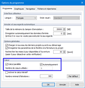 Options du programme, Programme