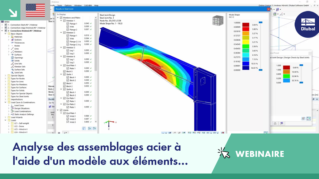 Analyse des assemblages acier à l'aide d'un modèle aux éléments finis dans RFEM 6