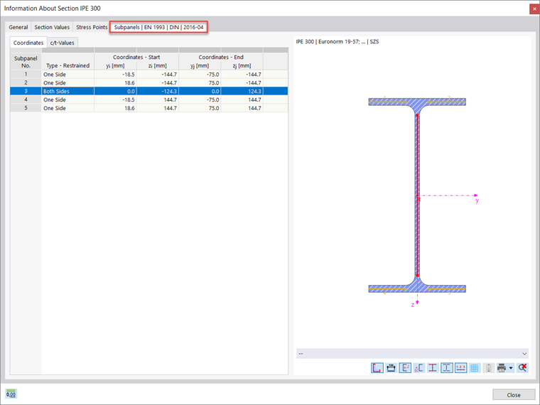 Informations sur la section