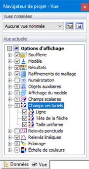 Navigateur de projet, Champs vectoriels