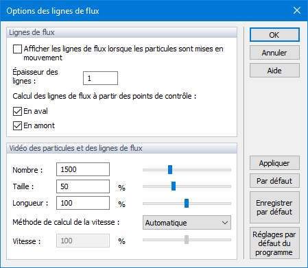 Options de lignes de flux