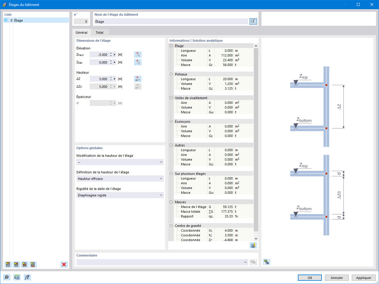Boîte de dialogue « Étages de bâtiments »