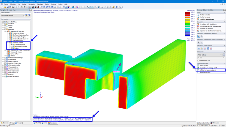 Force de traînée affichée