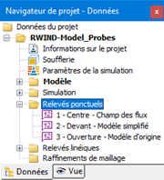 Navigateur de projet, Relevés ponctuels